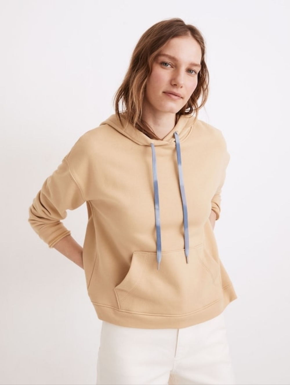 Madewell Dip-Dye Drawstring Hoodie Sweatshirt In Desert Dune